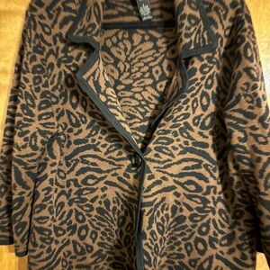 Josephine Chaus Animal Print Cardigan - Black and Brown